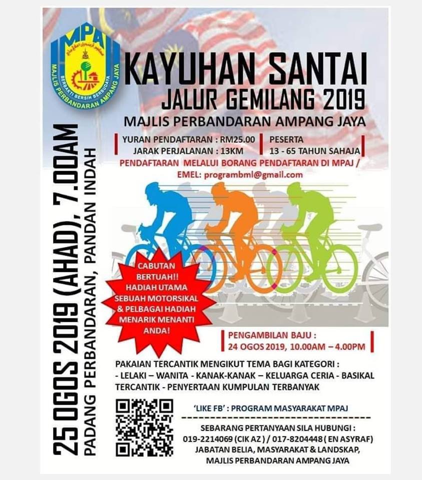 MPAJ ajak orang ramai sertai Kayuhan Santai Jalur Gemilang
