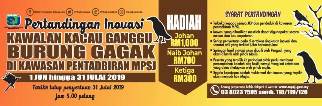 Atasi burung gagak, MPSJ anjur pertandingan