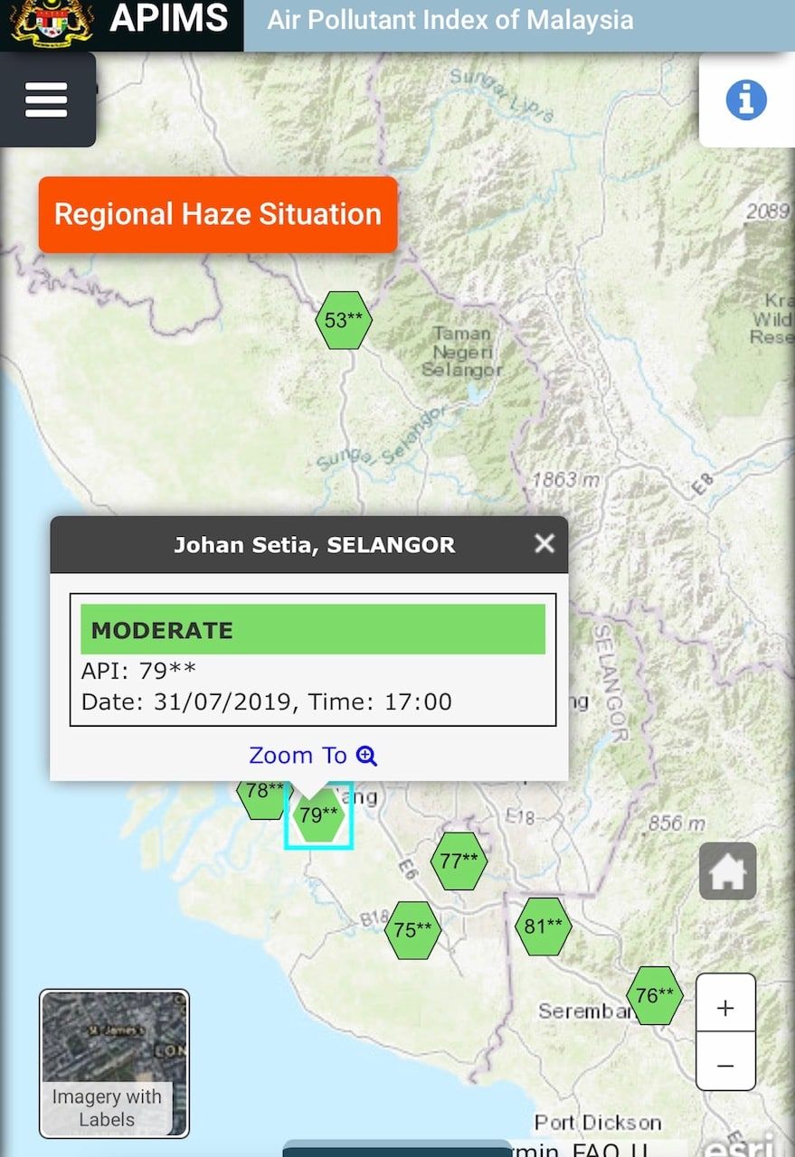 Kualiti udara di Selangor pada tahap sederhana