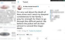 Dr Wan Azizah to Meet Nora Anne's Family