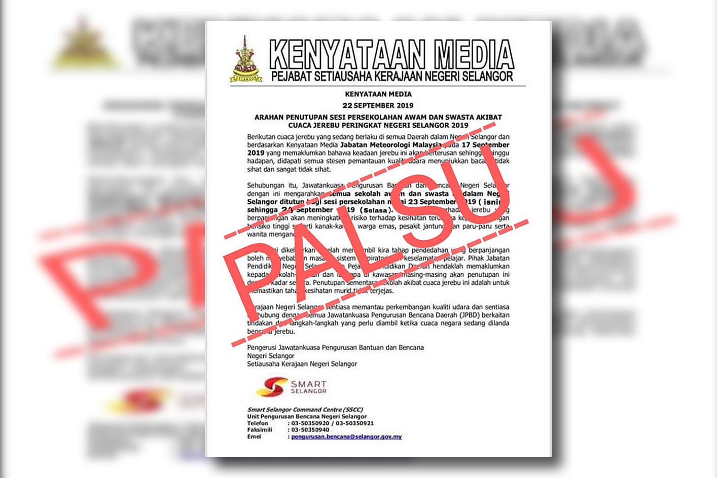 Kenyataan semua sekolah di Selangor ditutup palsu