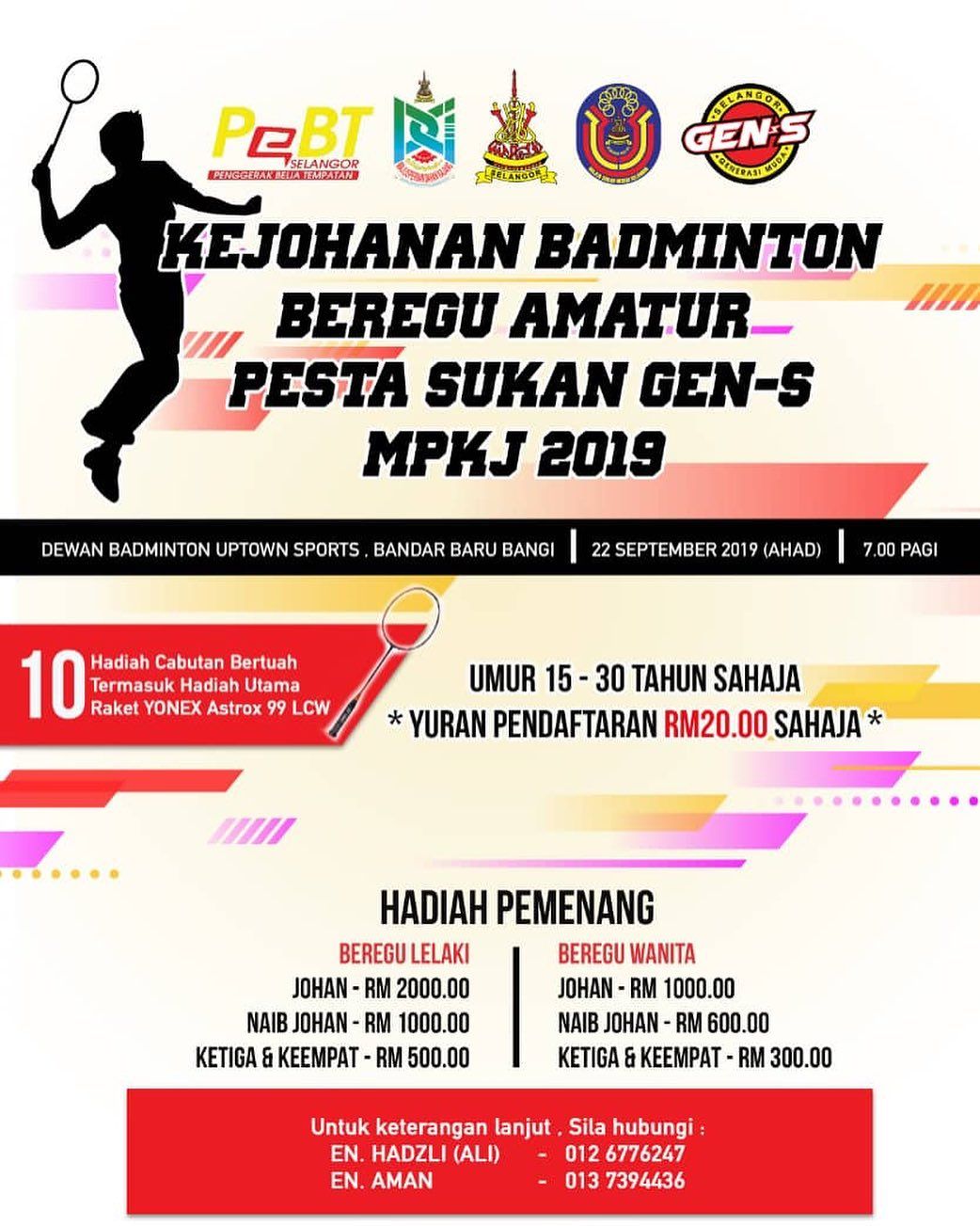 Peluang menangi Raket Yonex Astrok 99 LCW