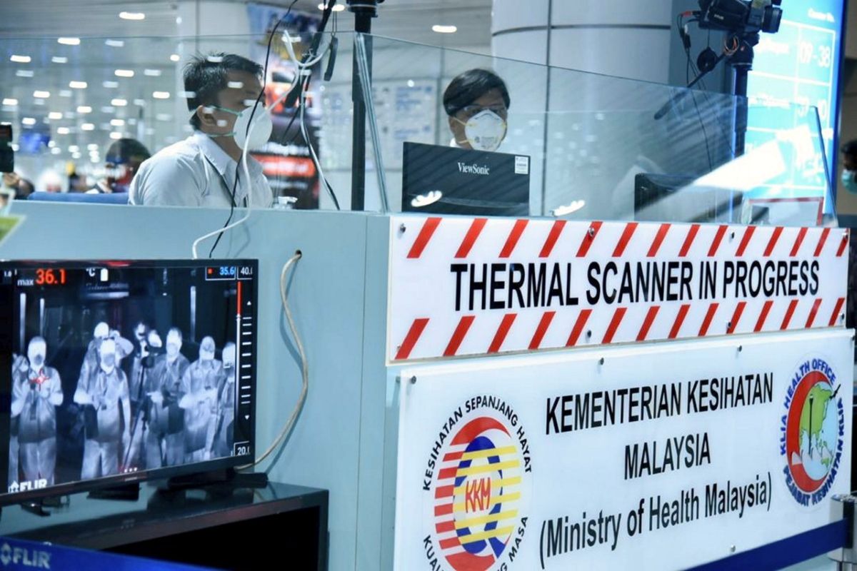 Thermal scanners set up to screen departing passengers at KLIA