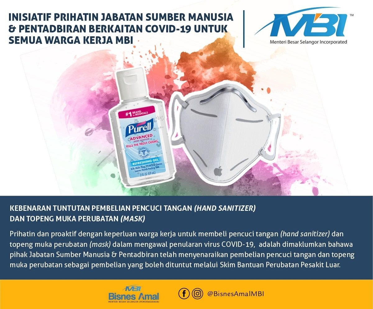 Staf MBI boleh tuntut kos beli cecair basmi kuman, topeng muka