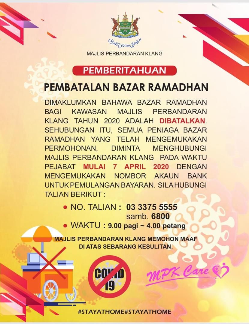 Bazar Ramadan batal, MPK pulangkan wang peniaga