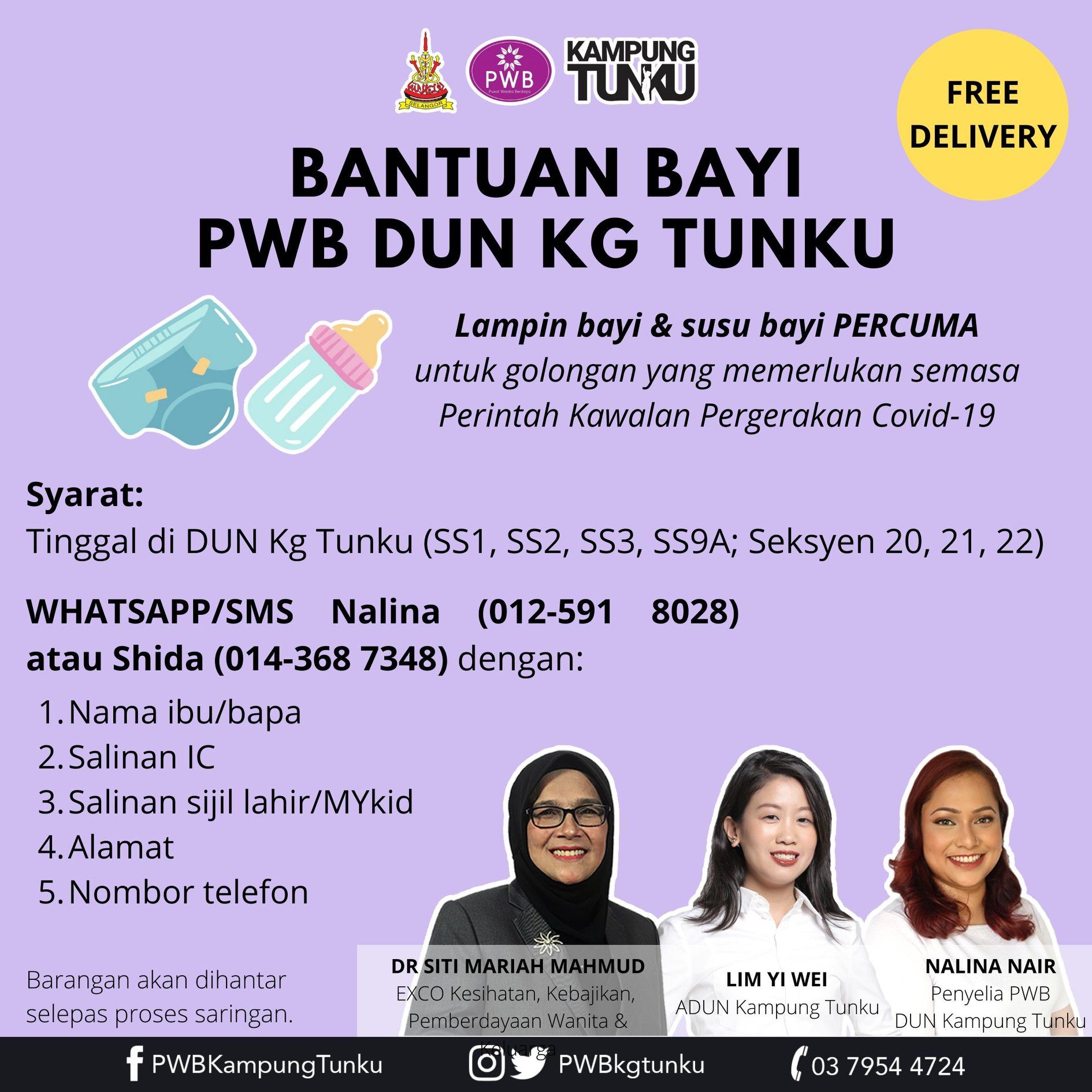 Wakil rakyat Kampung Tunku tawar bantuan susu, lampin bayi