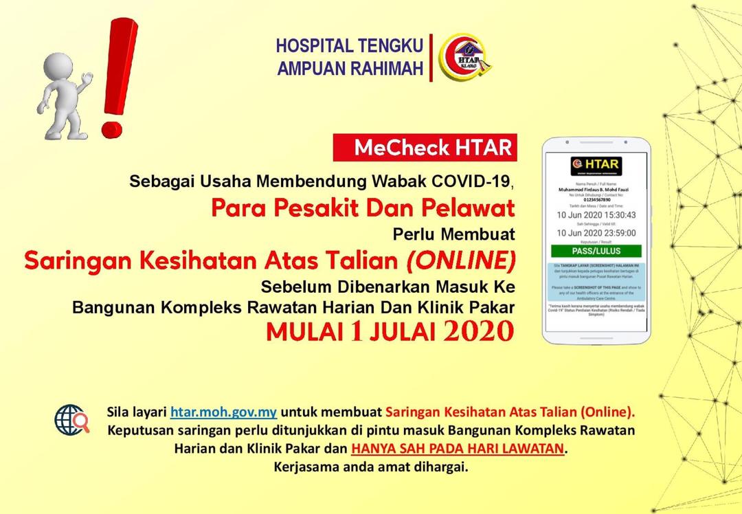 HTAR lancar MeCheck, langkah bendung penularan Covid-19