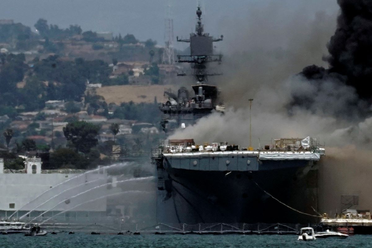 Fire aboard U.S. Navy warship in San Diego injures 21 people
