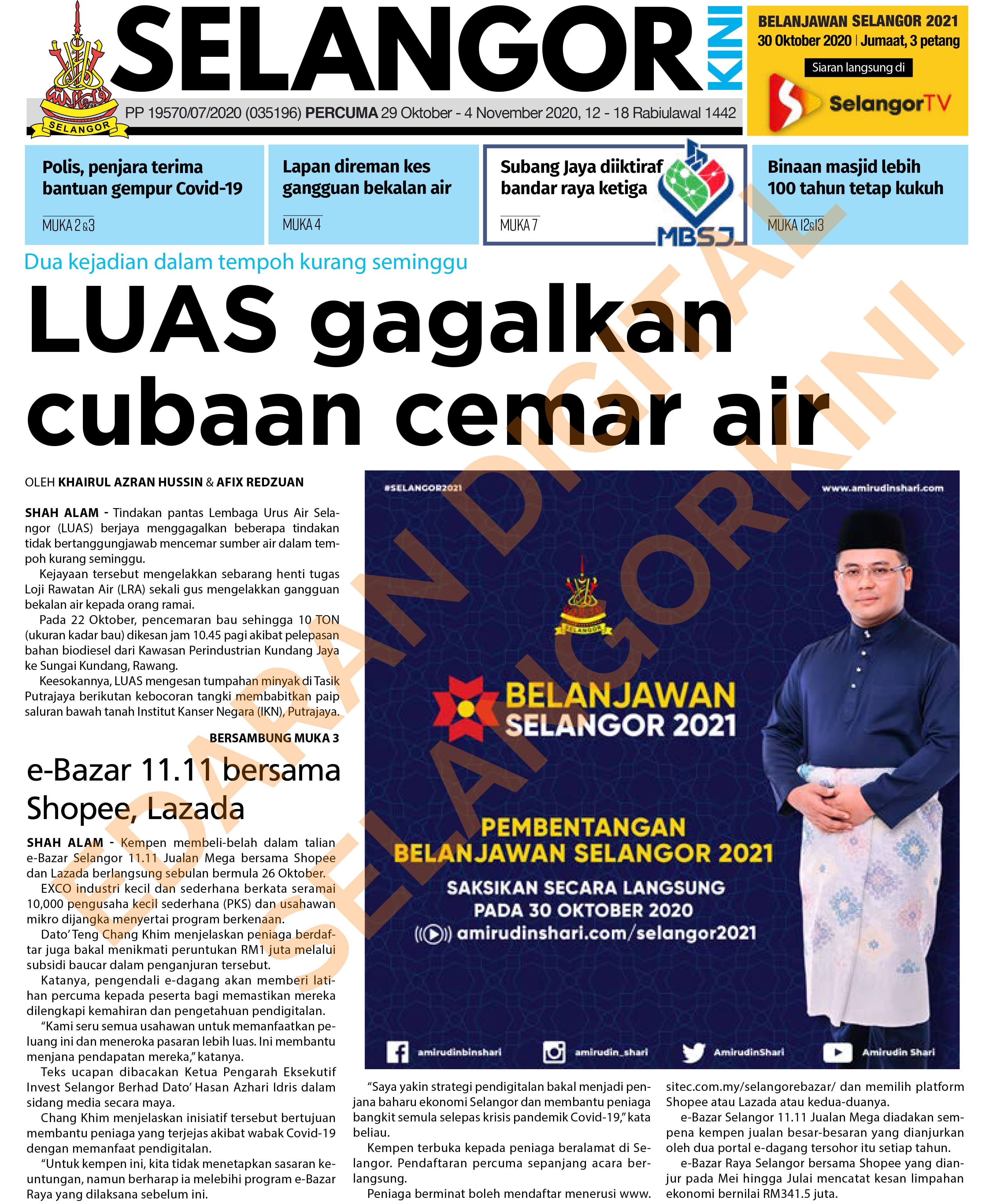 SelangorKini 29 Oktober - 4 November 2020