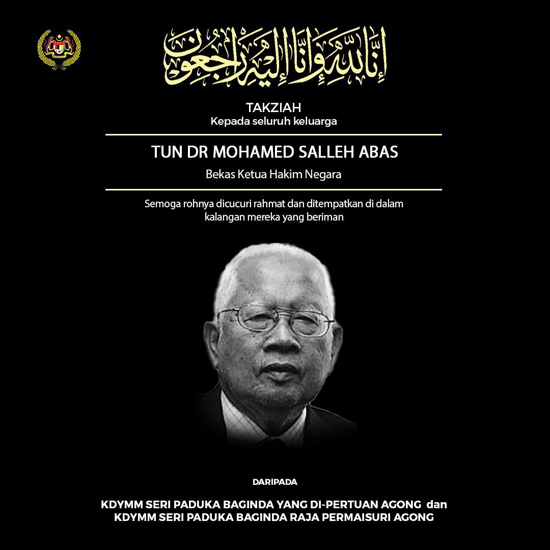 Agong, Raja Permaisuri convey condolences to family of Salleh Abas