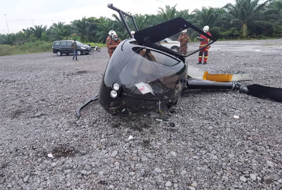 Helikopter persendirian terhempas di Klang, dua mangsa selamat
