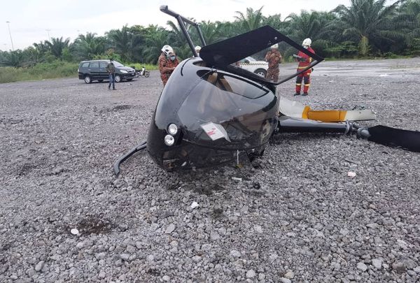 Helikopter persendirian terhempas di Klang, dua mangsa selamat