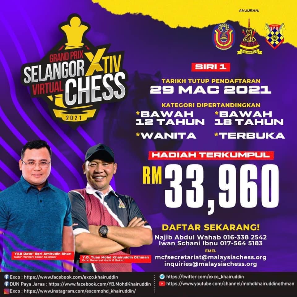 Selangor anjur kejohanan catur maya, tawar hadiah RM33,960