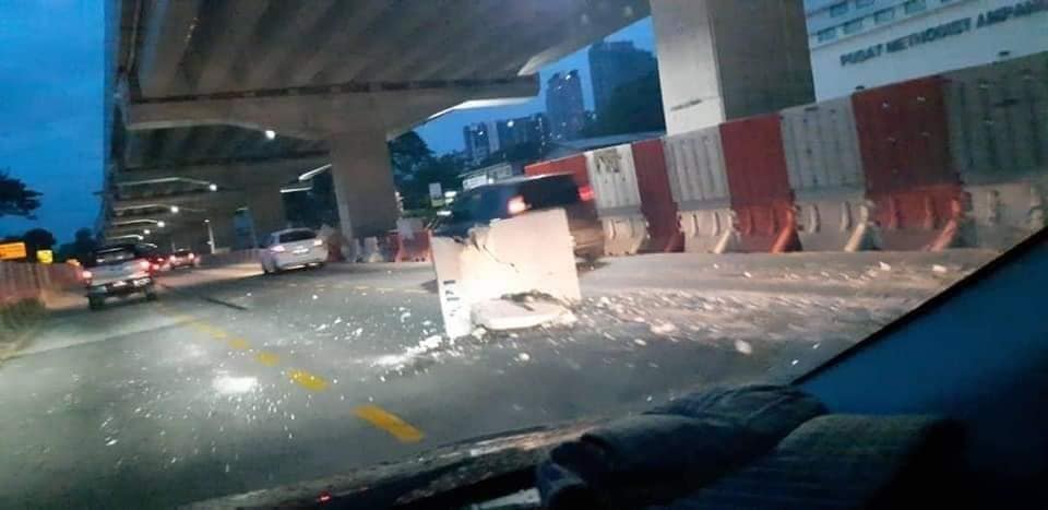 Polis saman pemandu lori jatuhkan bongkah konkrit di MRR2