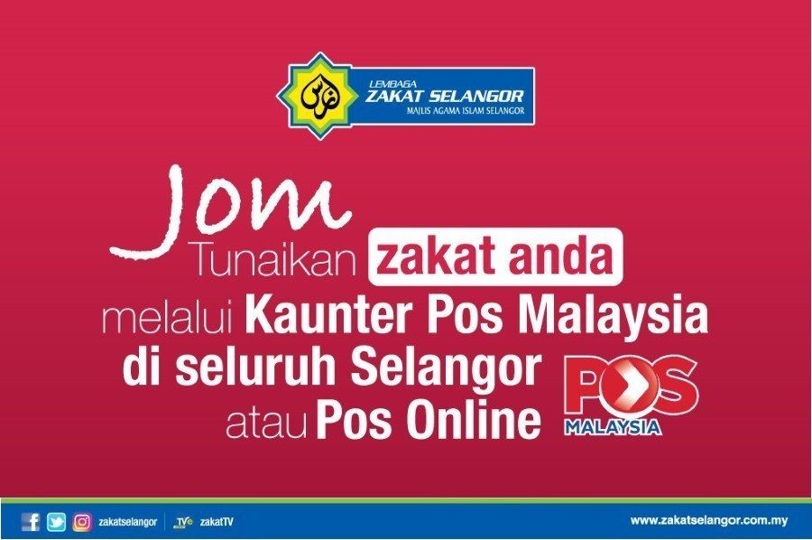 Bayar zakat dalam talian, kaunter Pos Malaysia