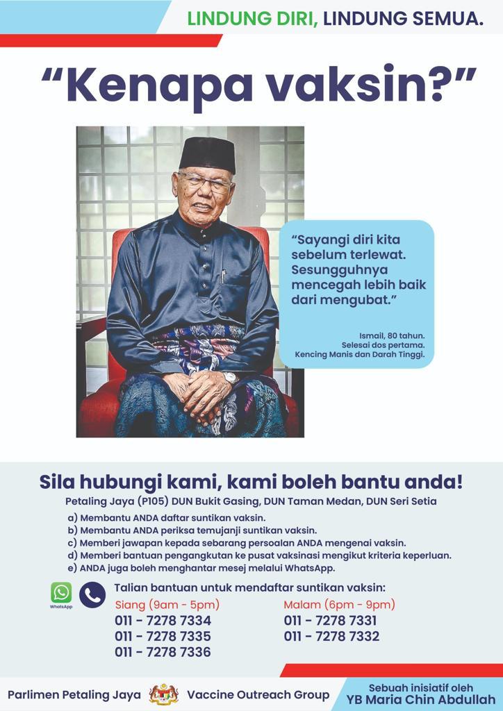 MP Petaling Jaya sedia hotline bantu individu mahu divaksin