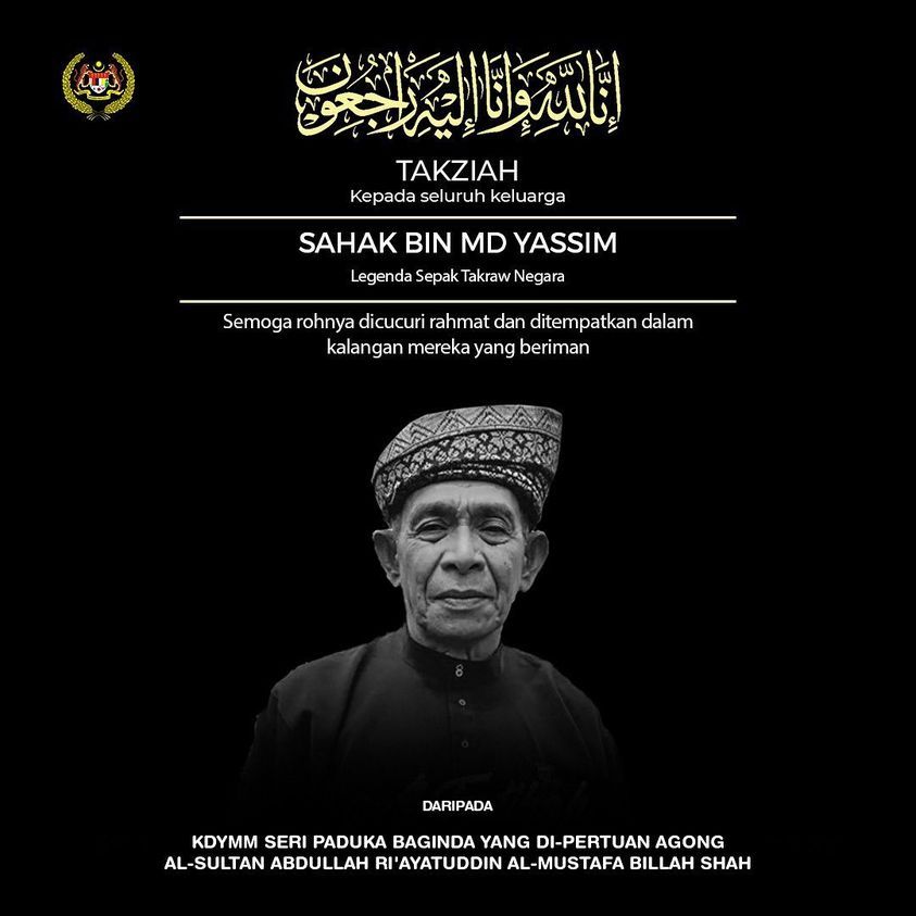 Agong zahir takziah kepada keluarga jaguh sepak takraw negara