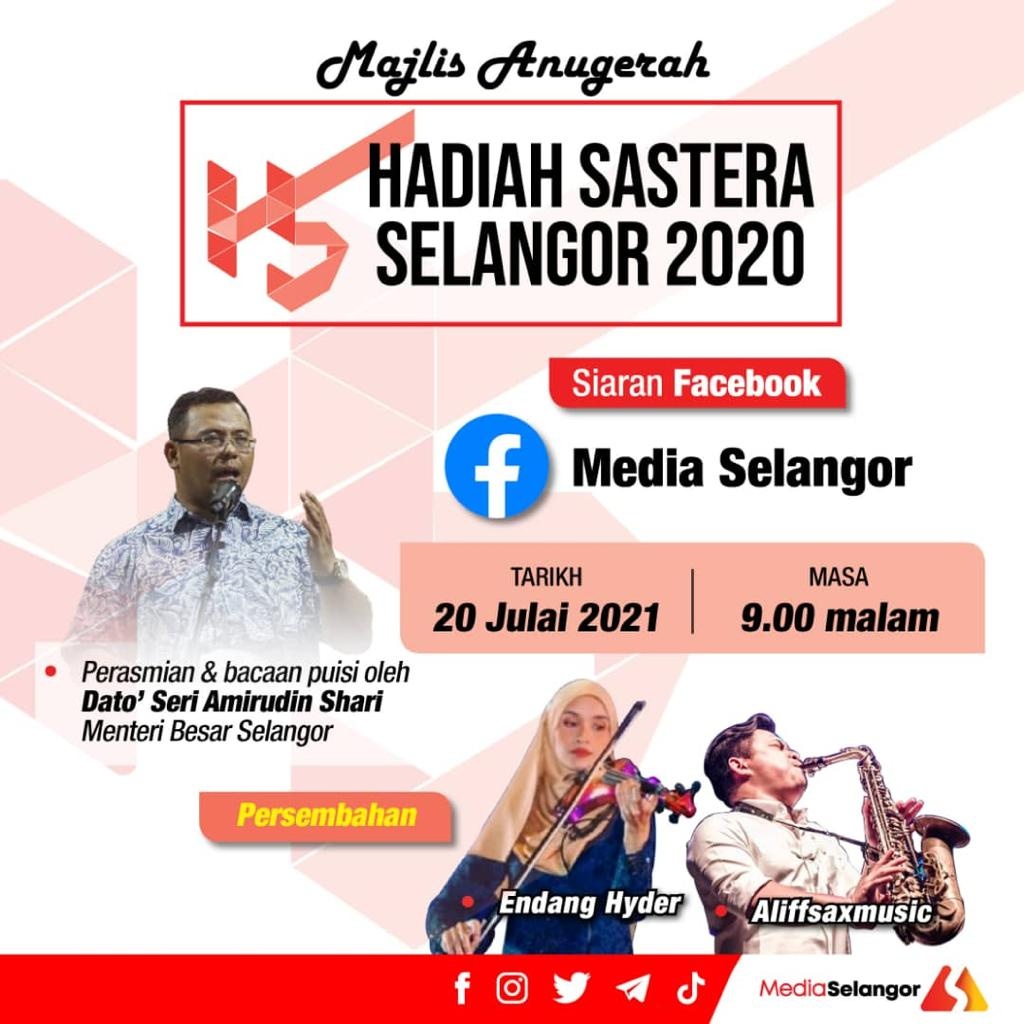 Pemenang Hadiah Sastera Selangor diumum 9 malam esok