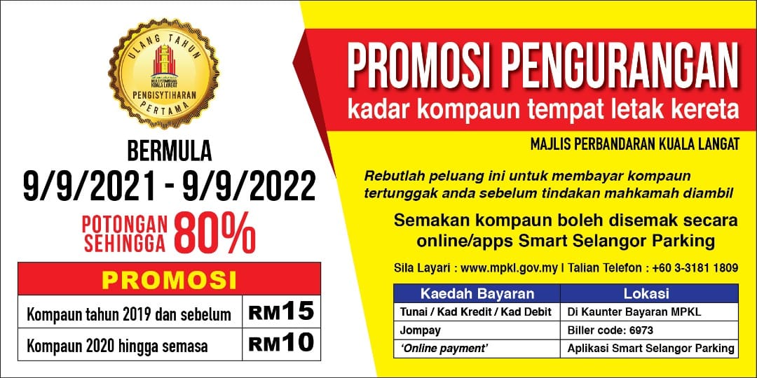 MPKL tawar diskaun parkir sehingga 80 peratus selama setahun, mulai esok