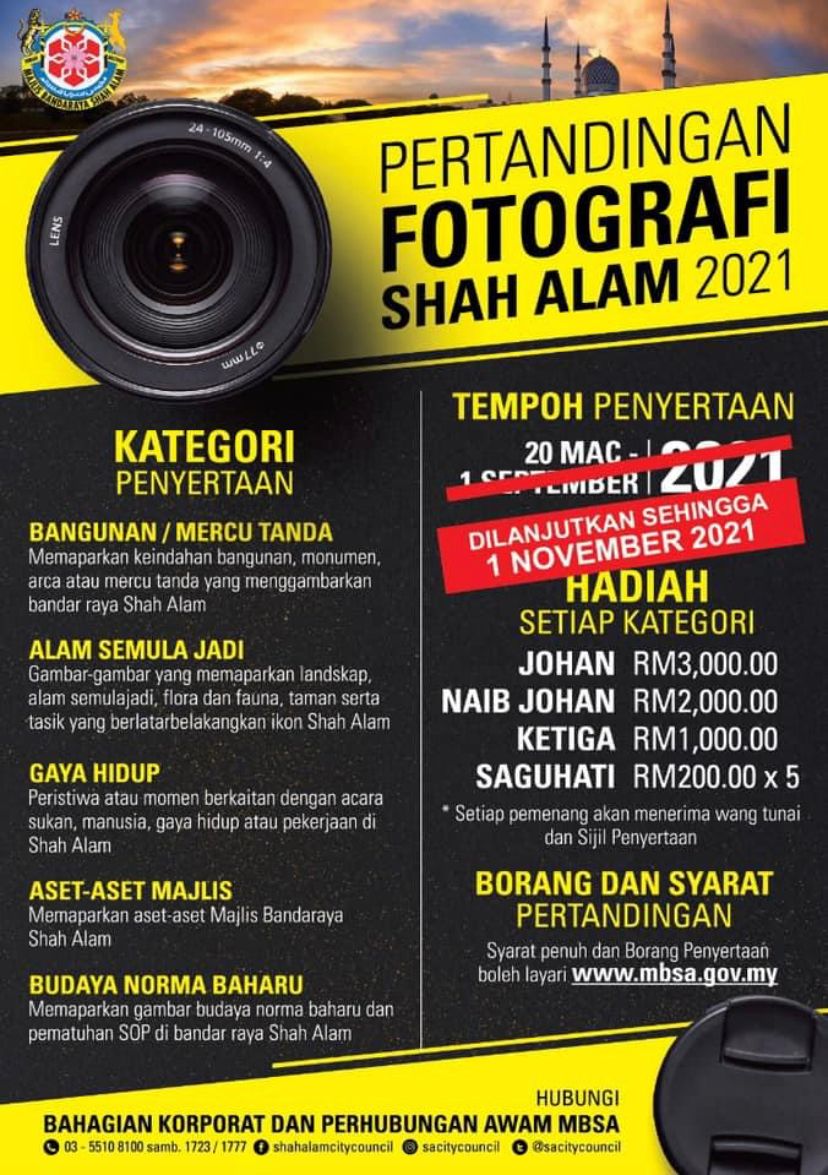 Tarikh tutup pertandingan fotografi MBSA dilanjut hingga 1 November