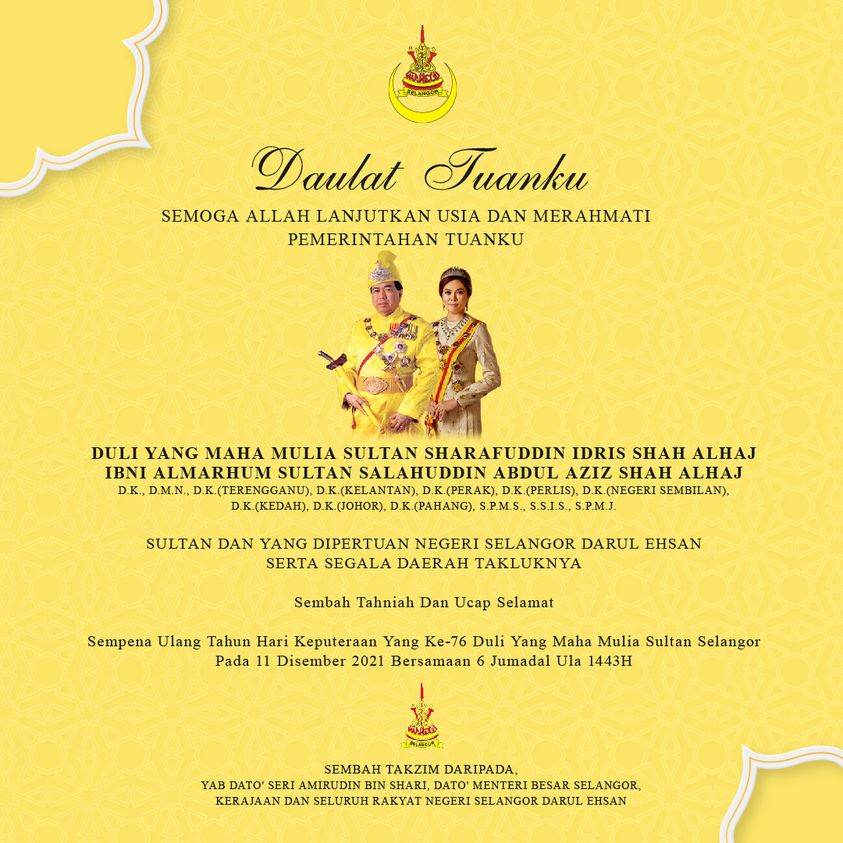 MB congratulates Selangor Sultan on 76th birthday