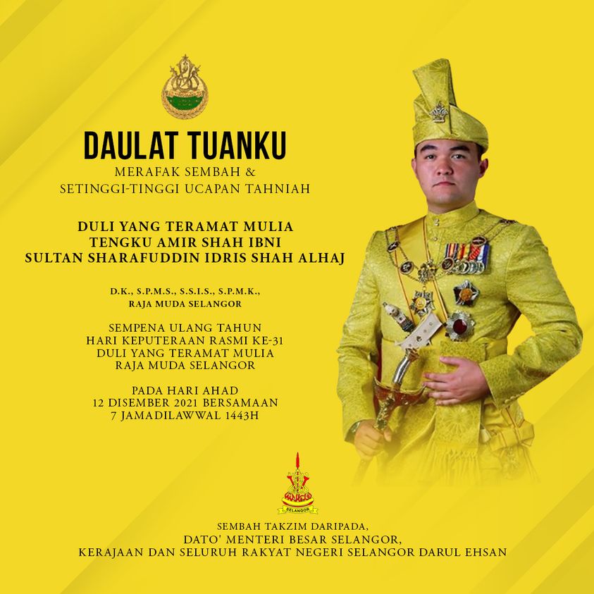 Menteri Besar extends birthday wishes to Raja Muda of Selangor, prayer for longevity