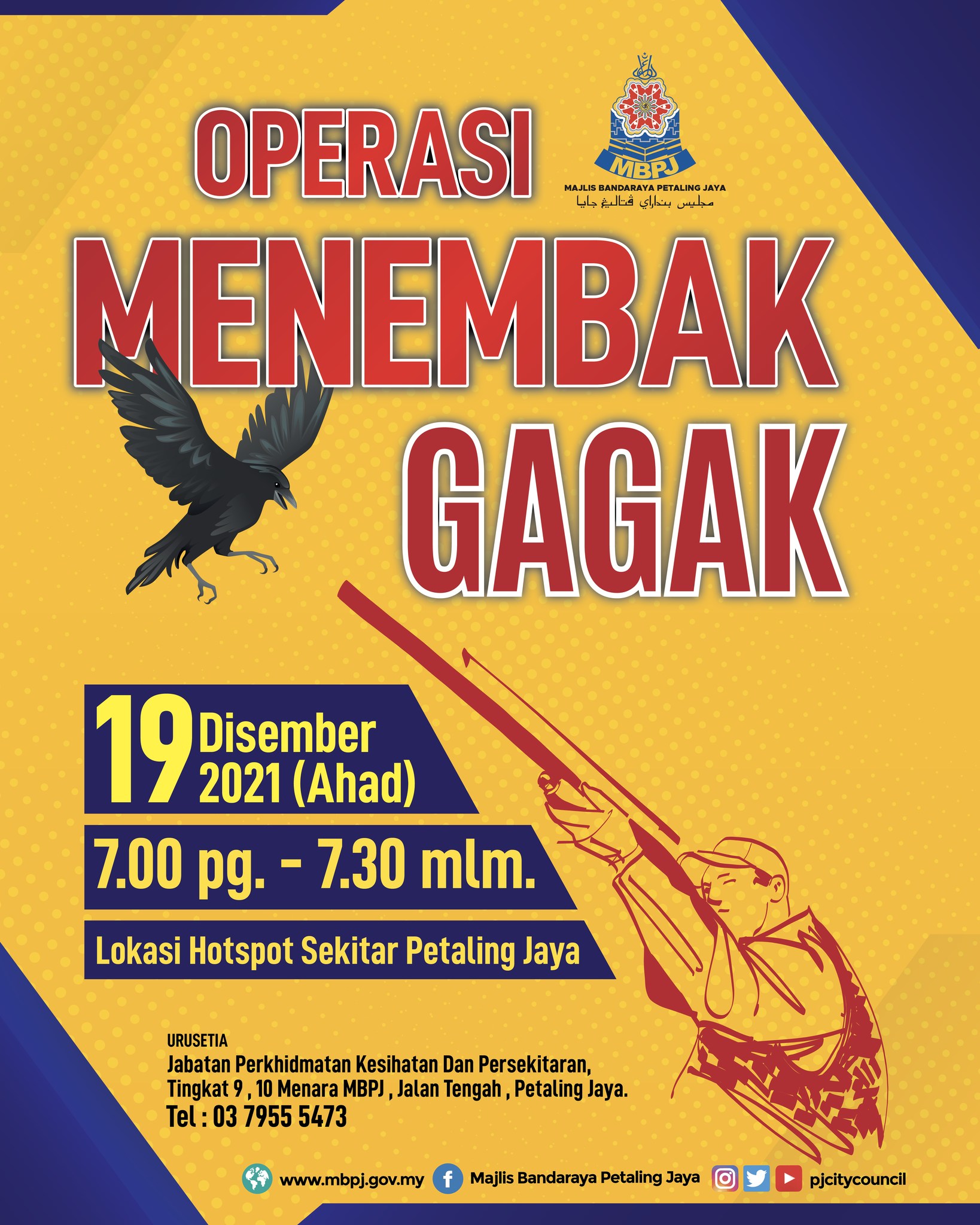 MBPJ tembak gagak Ahad ini, minta orang ramai beri kerjasama