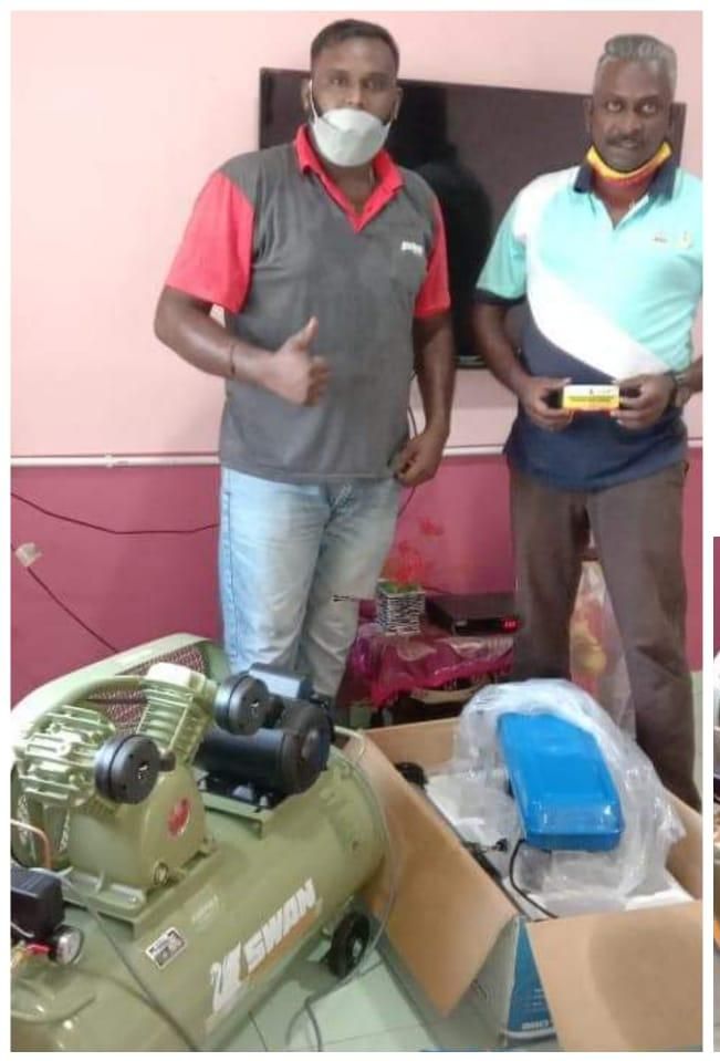 தசரத ராஜூக்கு மோட்டார் சைக்கிள் பழுதுபார்ப்பு உபகரணங்களை ஐ-சீட் வழங்கியது