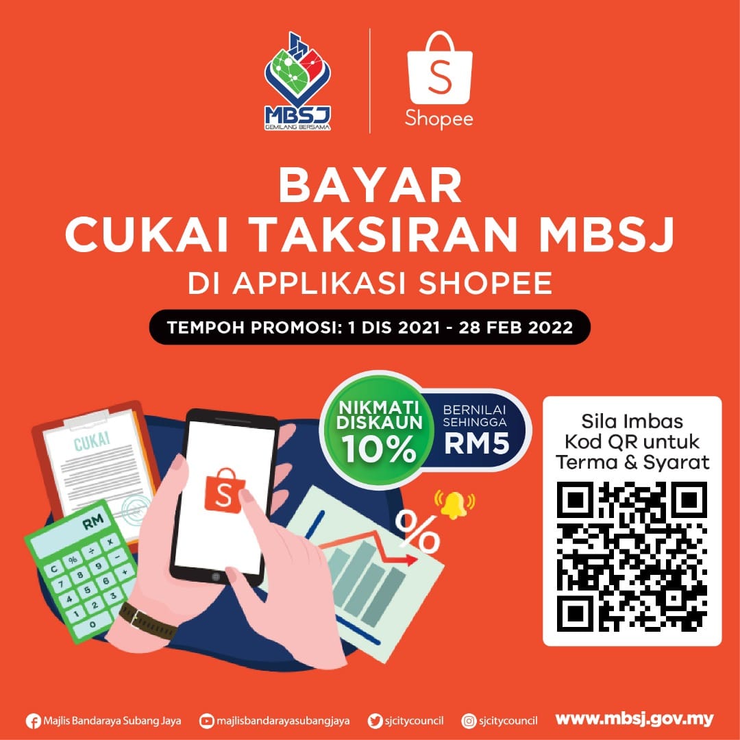 Bayar cukai taksiran MBSJ di Shopee, nikmati potongan 10 peratus