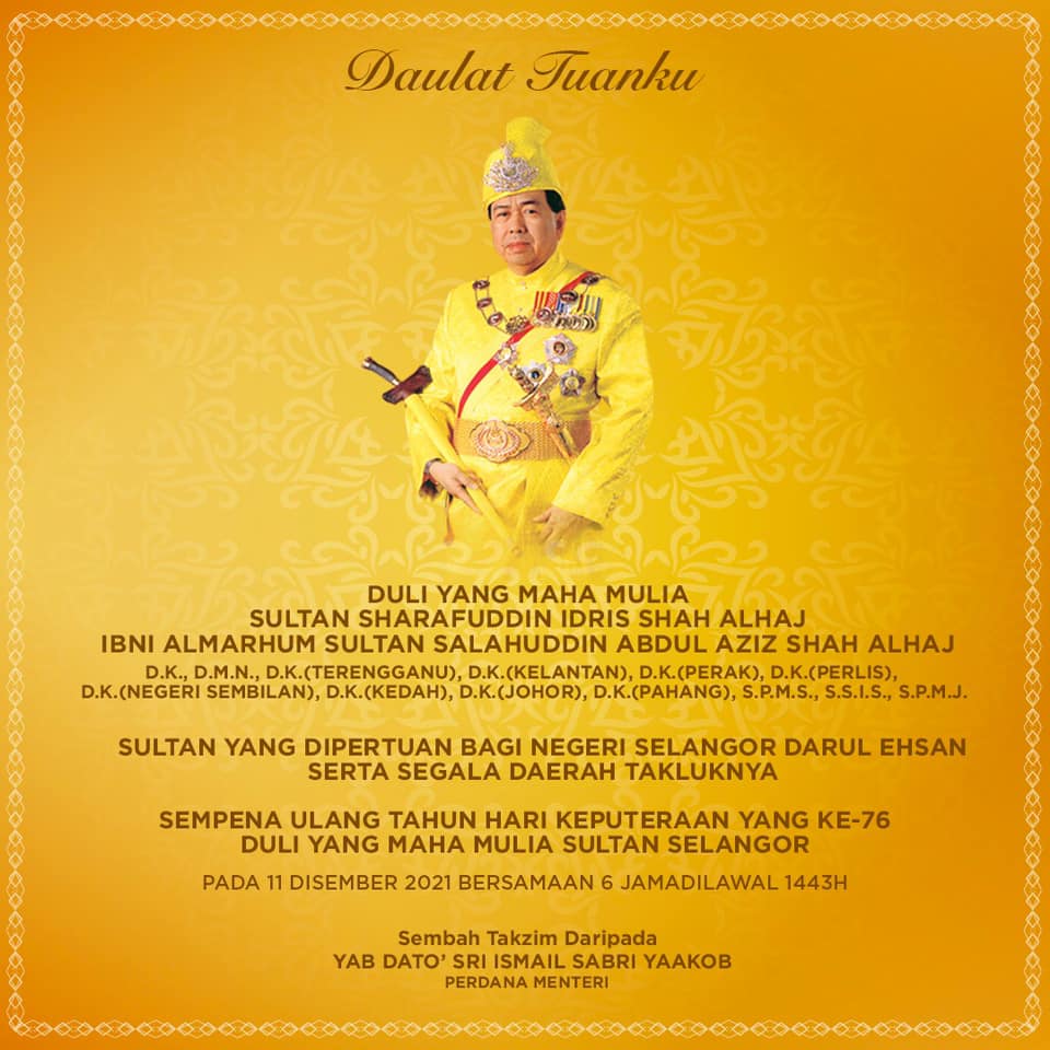 PM congratulates Sultan of Selangor on his 76th birthday