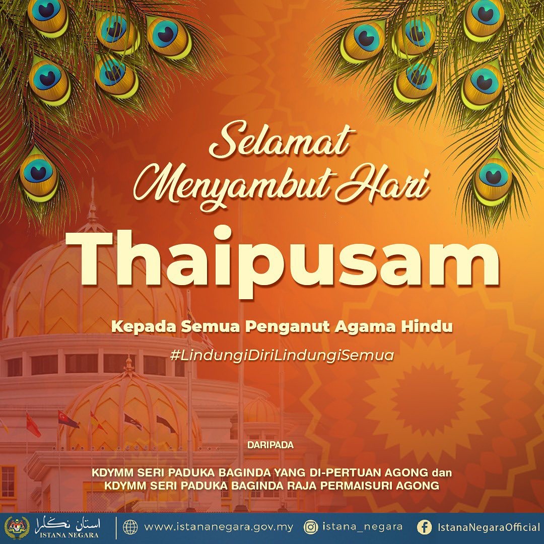 King, Queen extend Thaipusam greetings