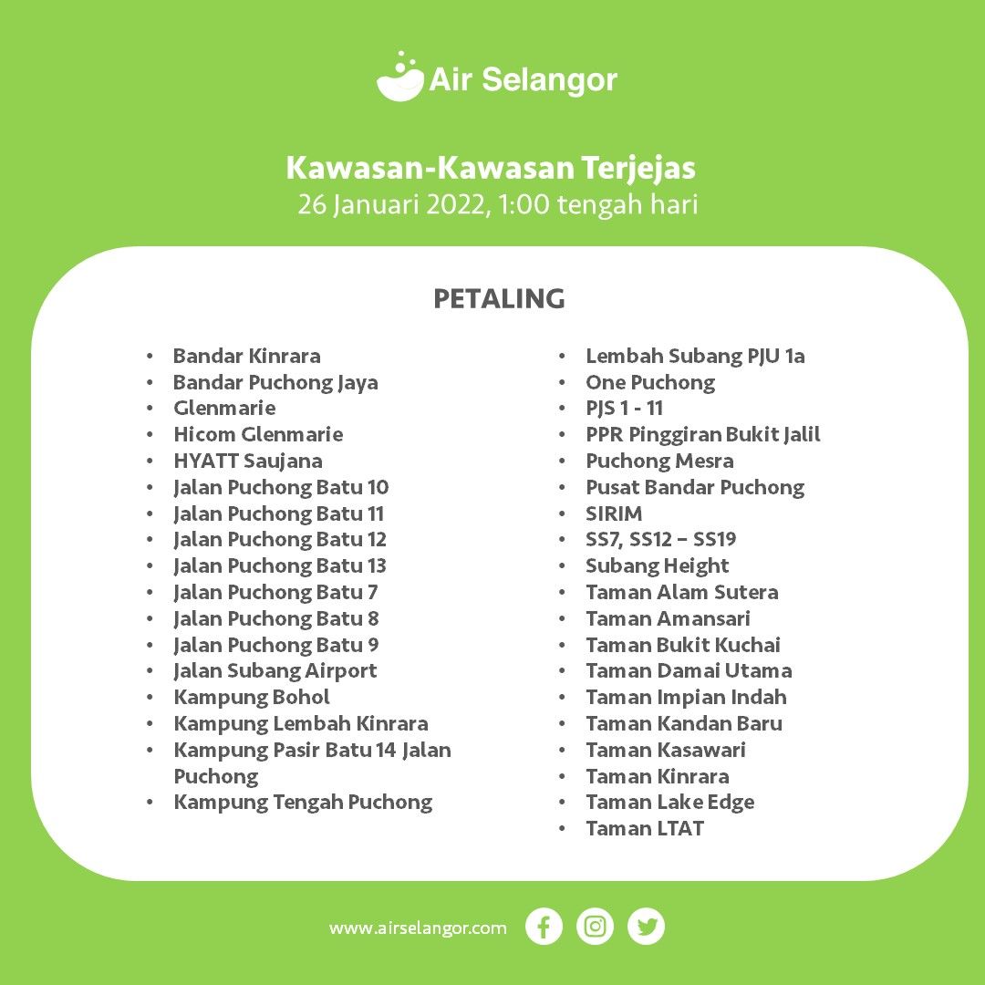 Water cuts in Petaling, Klang areas after burst pipe in Section 15