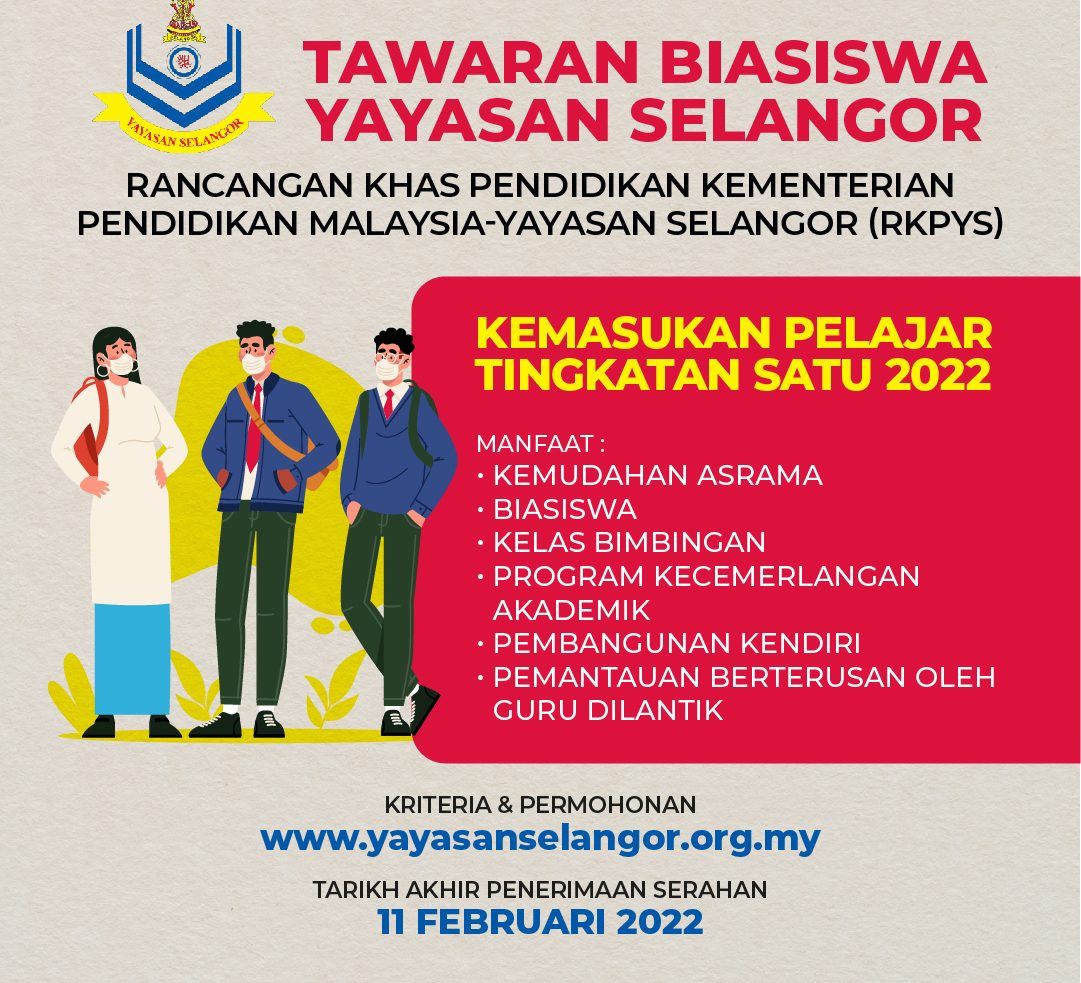 யாயாசான் சிலாங்கூர் உபகாரச் சம்பளத்திற்கு முதலாம் படிவ மாணவர்கள் விண்ணப்பிக்கலாம்- மந்திரி புசார்