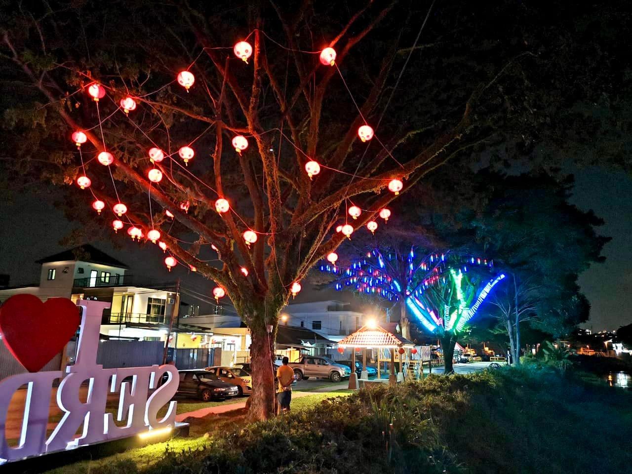 沙登高挂千盏灯笼 水晶虎头迎春 到处喜洋洋