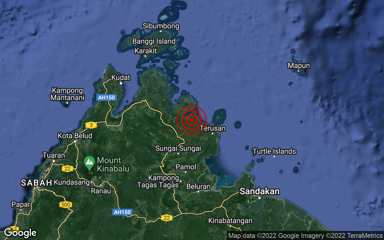 Gempa bumi lemah berlaku di Beluran, Sabah