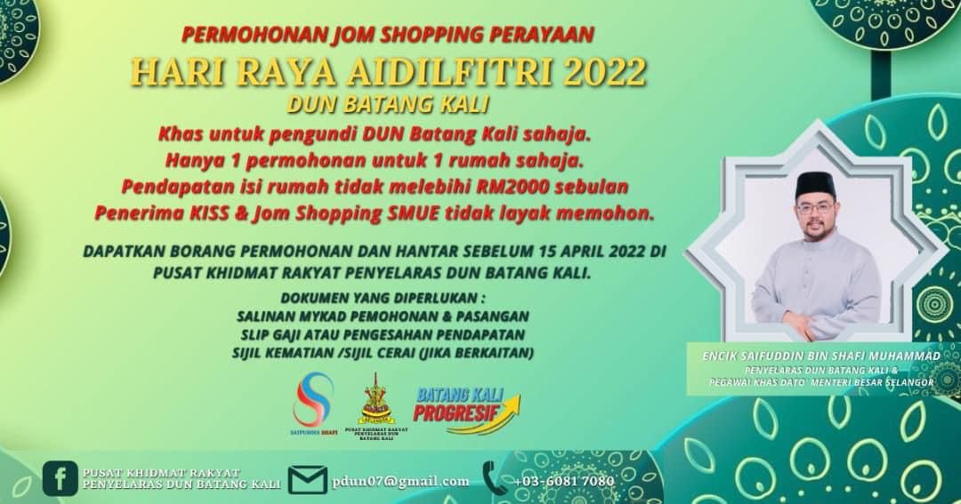 Permohonan baucar beli-belah Aidilfitri DUN Batang Kali dibuka sehingga 14 April 