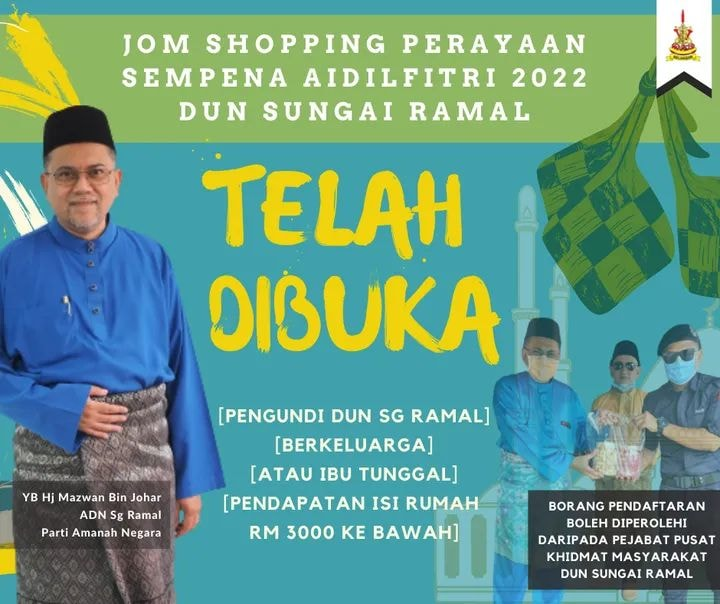DUN Sungai Ramal tawar baucar beli-belah RM100 sempena Aidilfitri