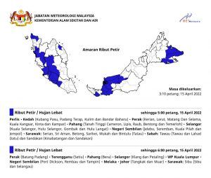 Six Selangor districts to undergo squally weather until evening