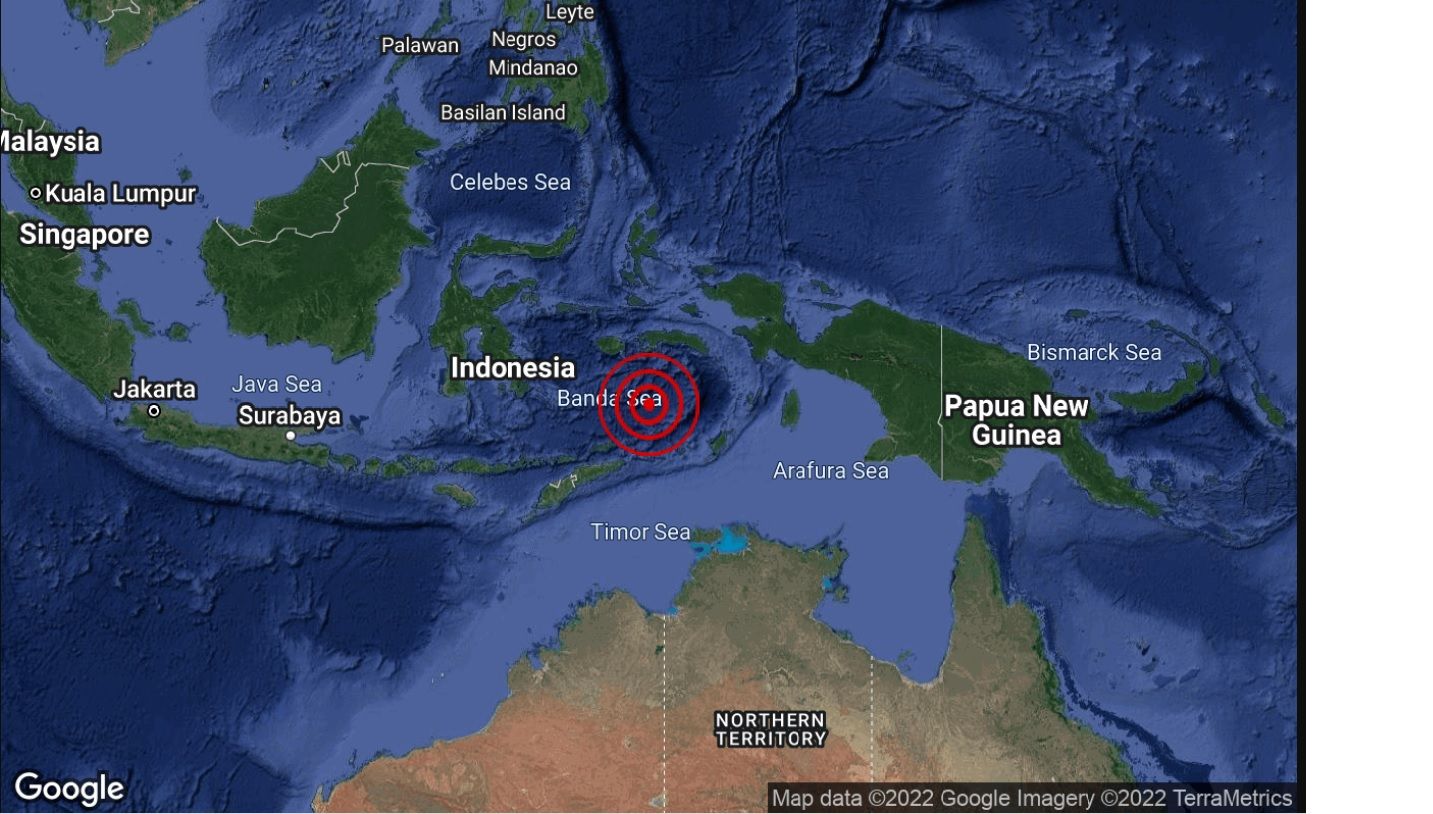 印尼班达海今早5.2级地震  未对我国造成海啸威胁