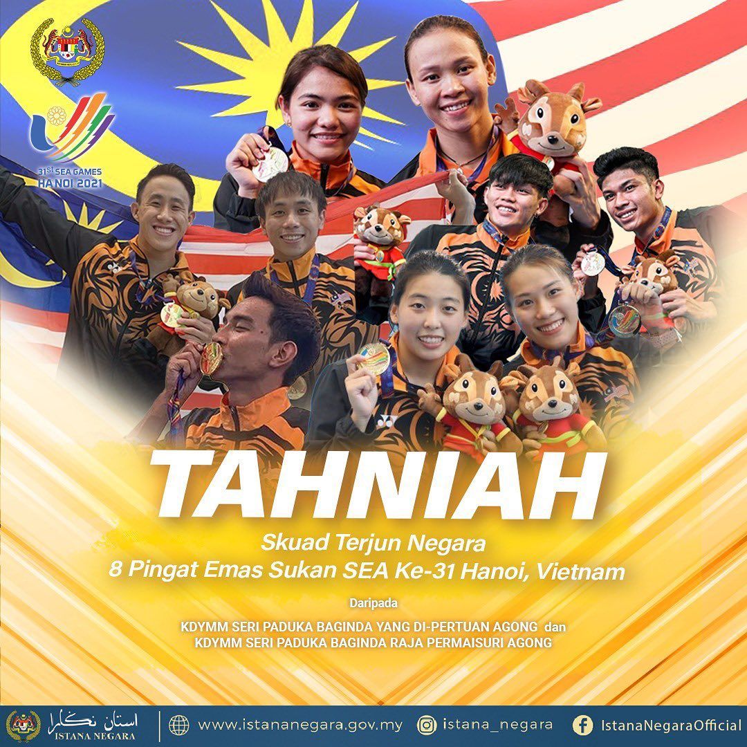 Agong zahir tahniah skuad terjun negara rangkul emas di Sukan SEA