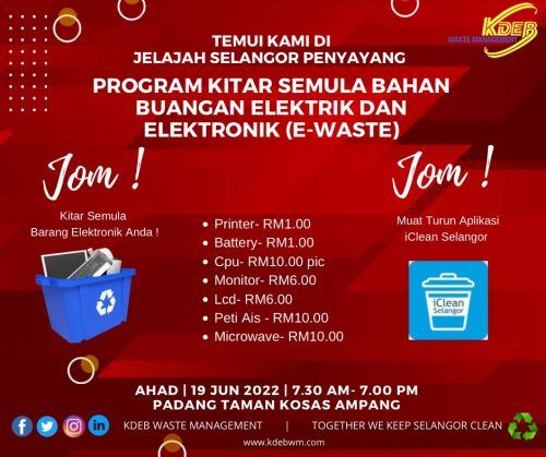 KDEB本周日在安邦 以现金向市民回购电子废弃物