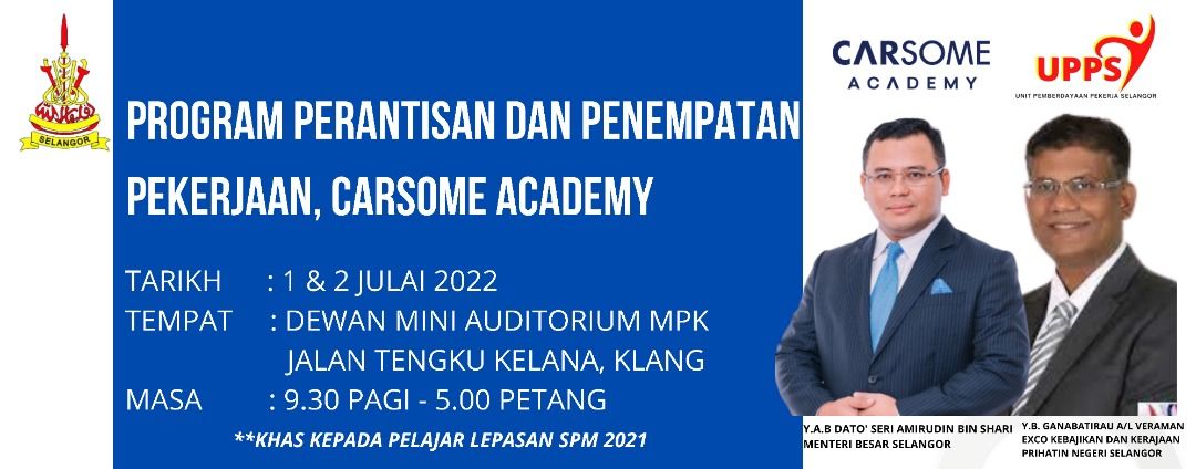 கார்ஸம் அகாடமியின் பயிற்சி, வேலை வாய்ப்புத் திட்டம்- சனி மற்றும் ஞாயிறன்று கிள்ளானில் நடைபெறும்