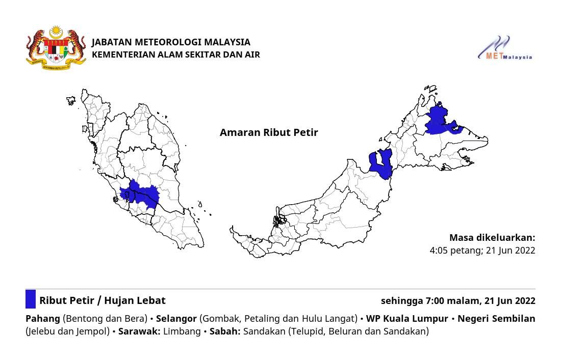 雪州3县.隆市料有雷风雨至今晚7时