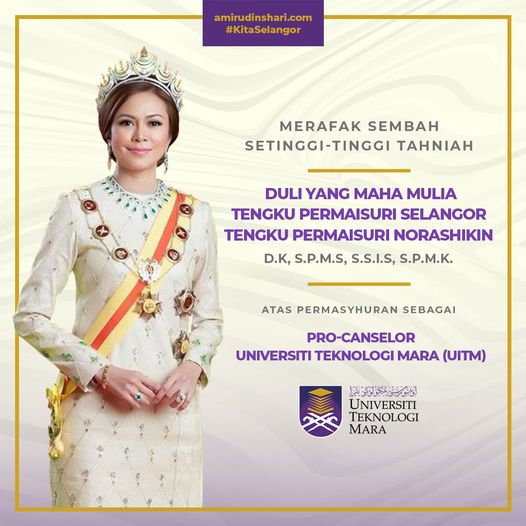 雪州大臣祝贺苏丹后 受委UiTM名誉副校长