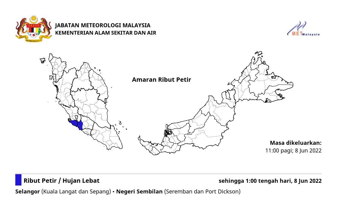 雪州.森州各2县料雷雨 直至今午1时