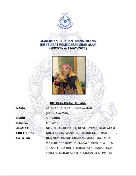 Workers who renovated Zalina Azman's house cannot be located — Police