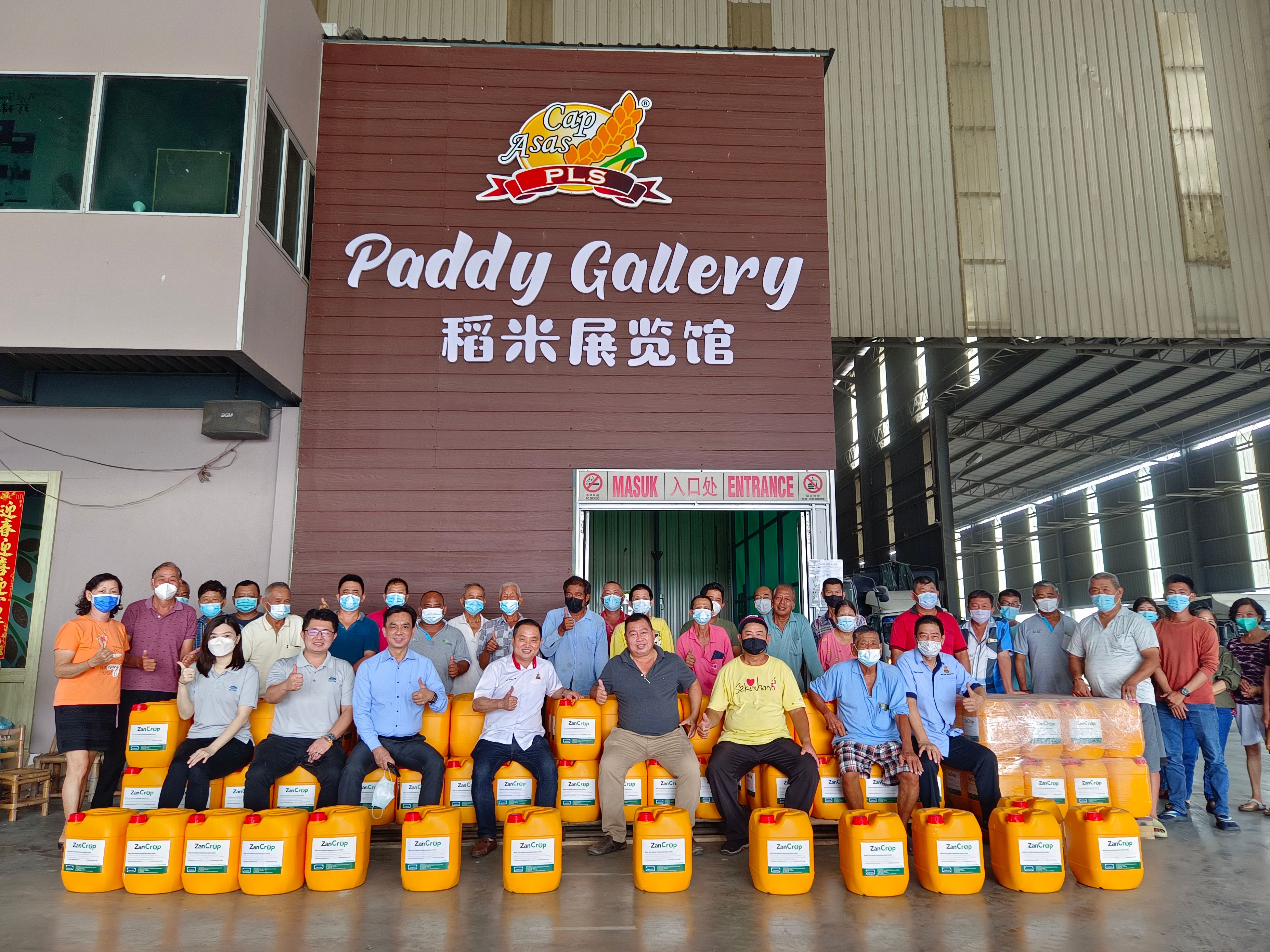 征达赠白灰水予100农民 提高适耕庄稻米产量