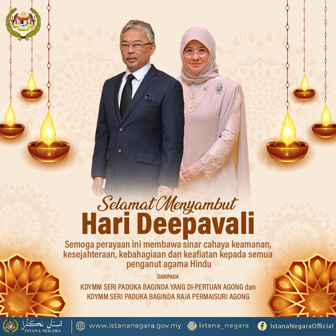 Agong, Queen convey deepavali greetings