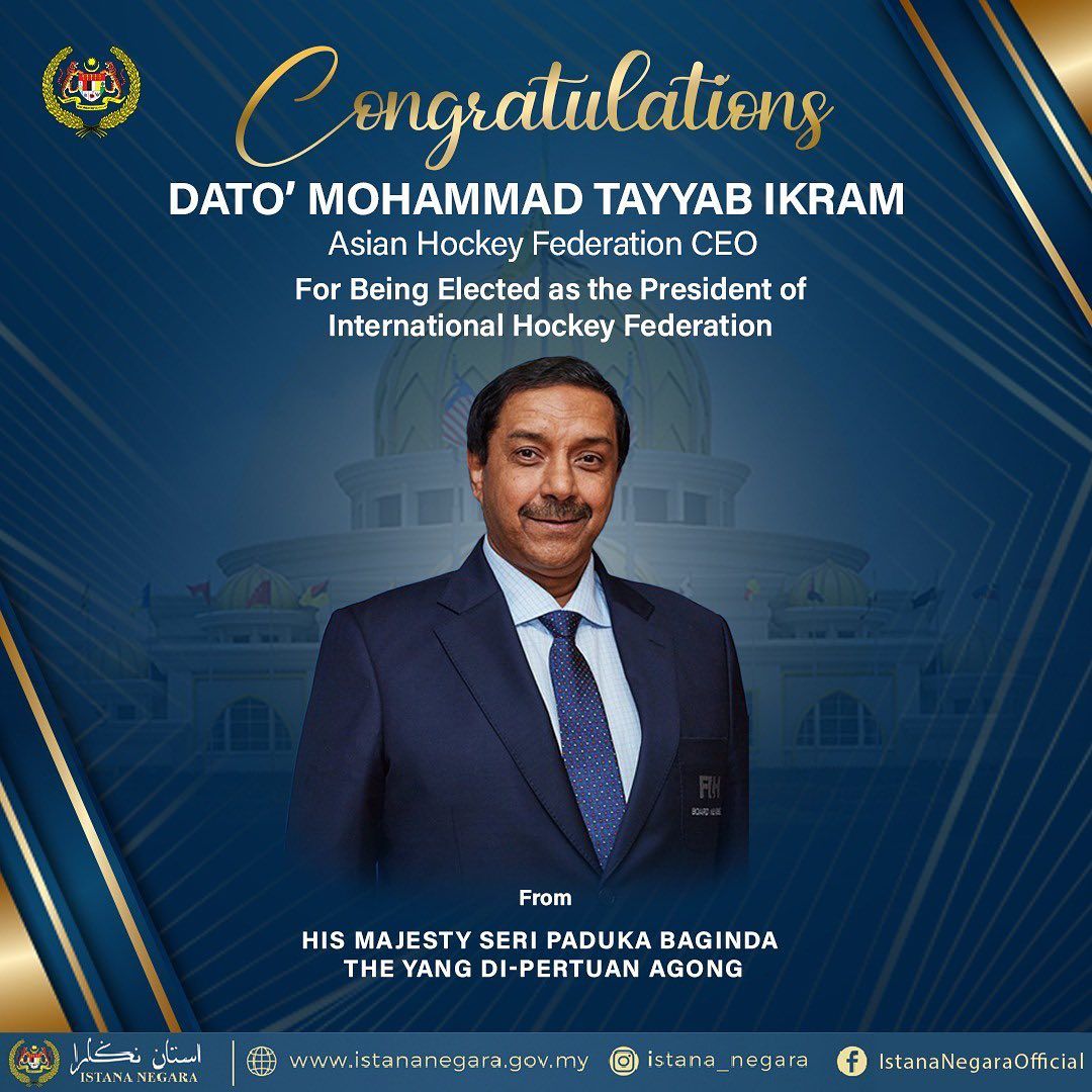 King congratulates newly-elected FIH president Mohammad Tayyab