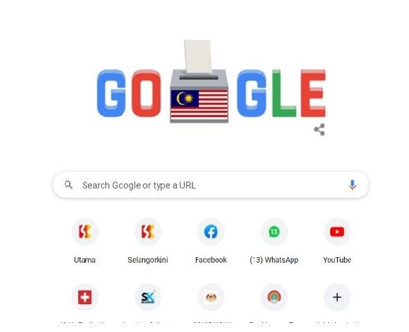 大马投票日：“谷歌涂鸦”标示国旗投票箱